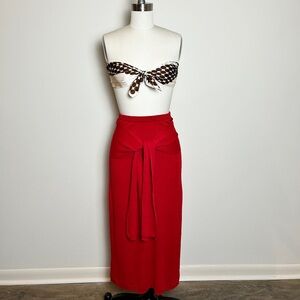 NWT Proenza Schouler White Label Linen Blend Cherry Knit Midi Skirt Size L (036)